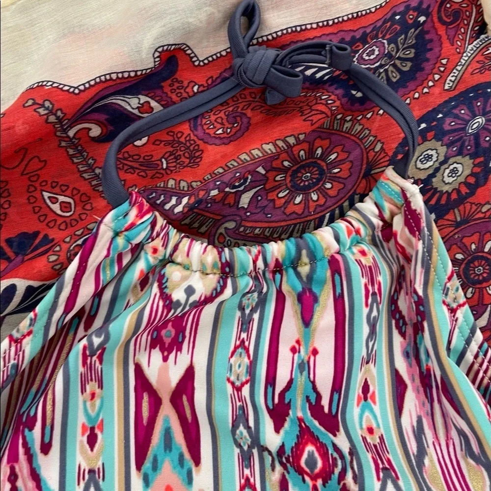 Art Class Tribal halter bikini 2 piece bathing suit size Large 10/12